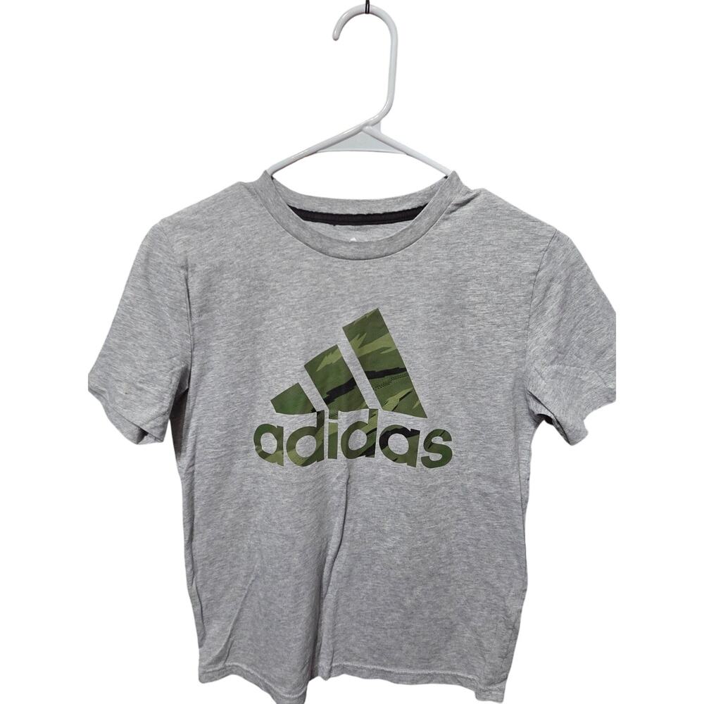 Gray "adidas" Logo SS - adidas - M (10-12)
